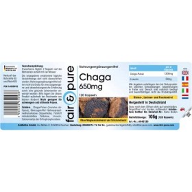 Fair & Pure® - Chaga 650mg Inonotus obliquus - naturel - végan - 120 gélules