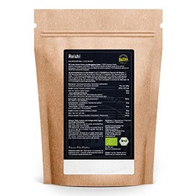 Biotiva Poudre de Reishi bio 125g - Ganoderma lucidum - Ganoderme luisant - Champignon médicinal- Champignon dimmortalité - 