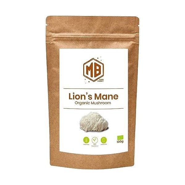 Poudre de Lion’s Mane MB Superfoods - Extrait de Champignon Bio Végétalien - Excellente Pour la Fonction Cognitive, Le Soutie