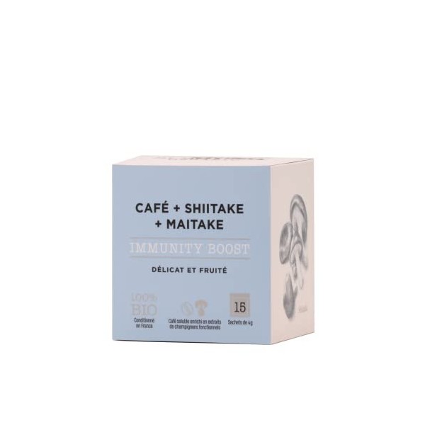 Café Immunité - Shiitake & Maitake - Système immunitaire, Vitalité, Anti-âge - 15 Sachets - Biologique & Vegan - So Mush Orga