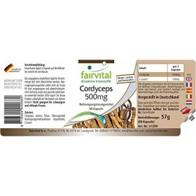 Fairvital | Cordyceps 500mg VEGAN - Fortement dosé - 90 capsules - Cordyceps sinensis - champignon chenille