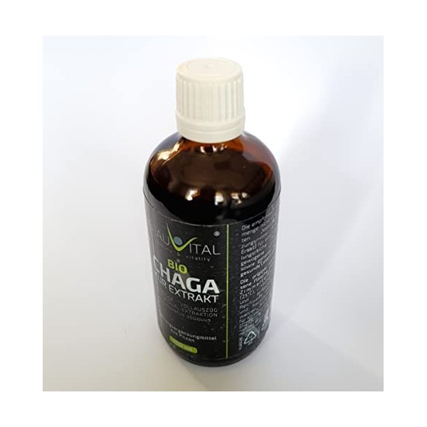 Extrait de champignon de Chaga bio liquide | Extrait complet Inonotus obliquus de poudre de chaga par double extraction dans 