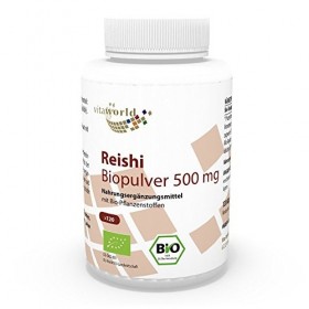 Vita World Reishi poudre qualité bio 500mg 120 Capsules Ganoderma Lucidum Made in Germany