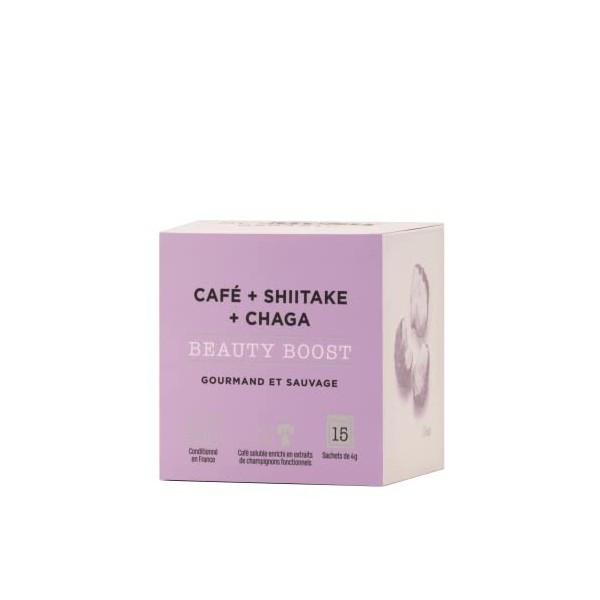 Café Beauté - Chaga & Shiitake - Teint éclatant, Anti-âge, Système immunitaire - 15 Sachets - Biologique & Vegan - So Mush Or