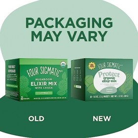 Four Sigma Foods chaga champignon elixir, champignon chaga organique poudre avec églantier et à la menthe, soutien immunitair