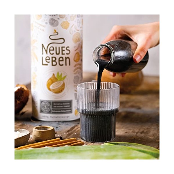 Neues Leben - Elixir Détox noir - Formule au charbon actif, Matcha, Aloe Vera, Chaga, Shiitake, Reishi - 600 grammes de poudr