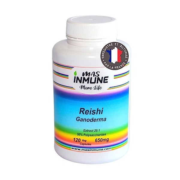 Reishi 13000 mg - Extrait 20:1-50% Polysaccharides et 20% Beta-glucans - 120 Gélules - 4 Mois - Haute Dose - Puissant Antioxy