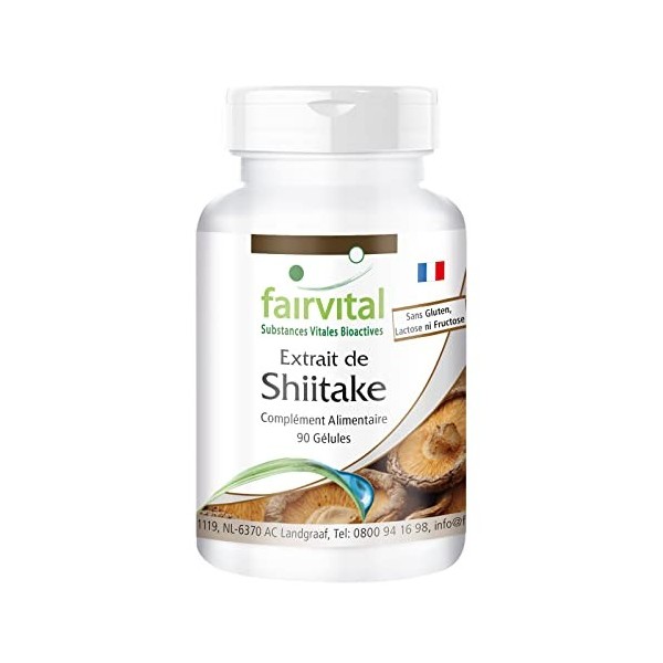 Fairvital | Extrait de shiitake 500 mg - 30% de polysaccharides 150mg - 90 gélules végétariennes