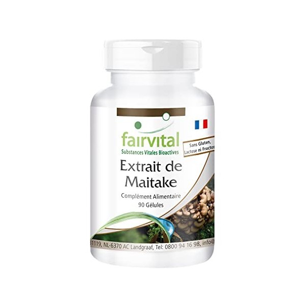 Fairvital | extrait de Maitake 500mg VEGAN - Fortement dosé - 90 capsules - extrait de champignon avec des polysaccharides 30