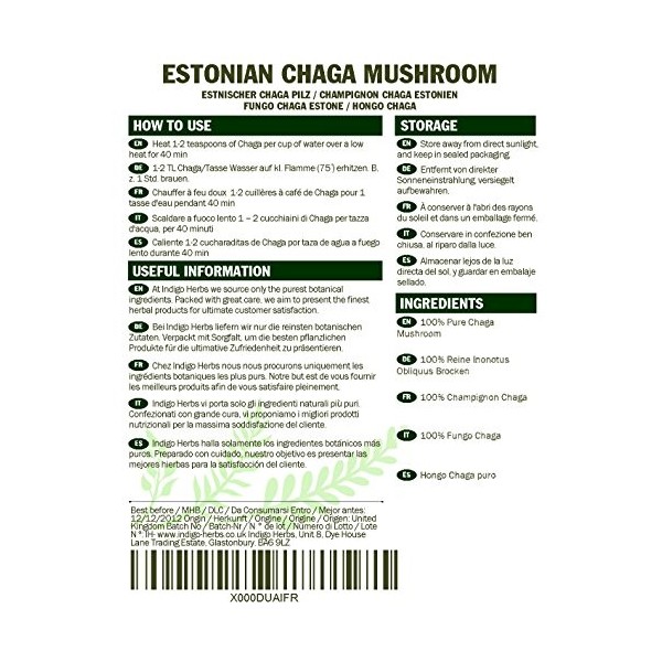 Champignon Chaga Estonien morceaux, récolte sauvage - 500g