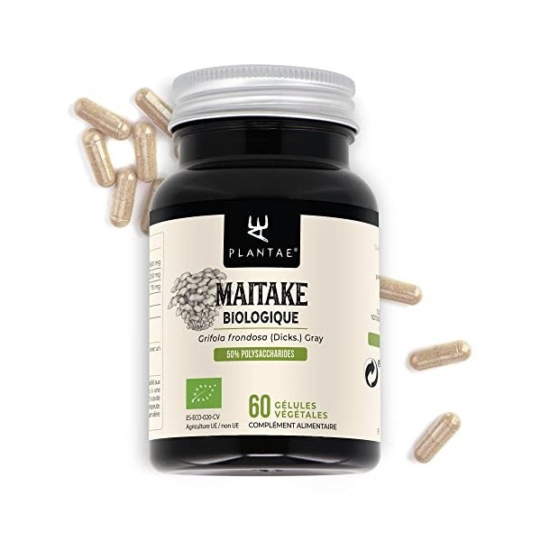 Maitake Bio * Plantae * 60 gélules végétales * Renforce le système immunitaire + Santé cardiovasculaire + Super-aliment *