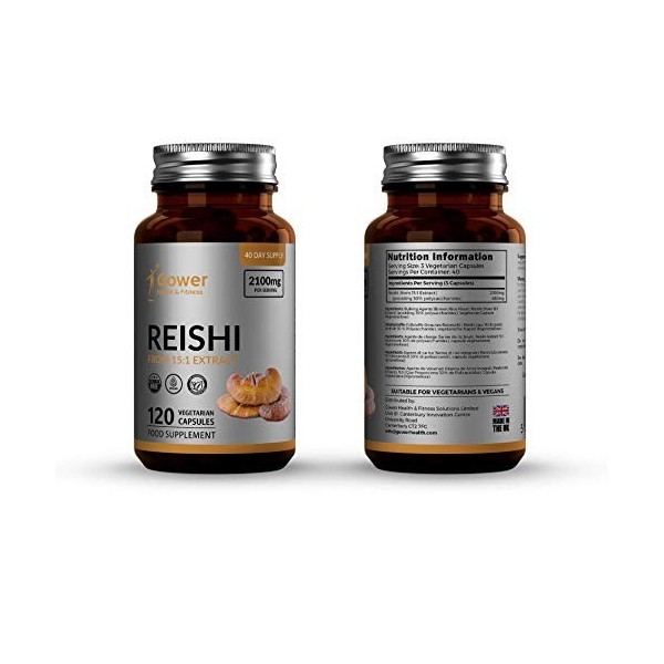 GH Reishi Champignon Supplément Extrait 15:1 | 120 Capsules Végétaliennes | 2100mg Supplément Nootrope | Fabriqué dans des In