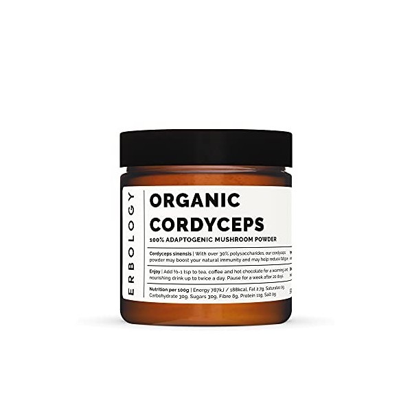 Poudre de Champignon Cordyceps 100% Bio 50 Portions - 48% Bêta-glucanes - Énergie et Performance - Cordyceps Sinensis - Petit