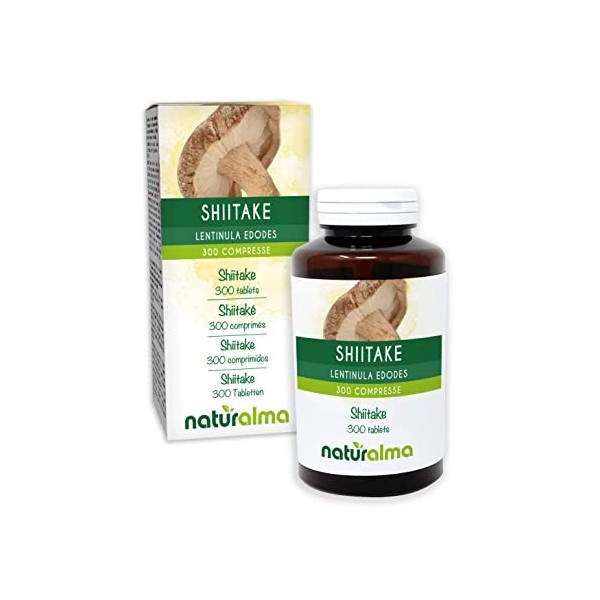 Shiitaké ou Lentin du chêne Lentinula edodes champignon Naturalma | 150 g | 300 comprimés de 500 mg | Complément alimentair