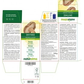 Shiitaké ou Lentin du chêne Lentinula edodes champignon Naturalma | 150 g | 300 comprimés de 500 mg | Complément alimentair