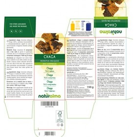 Chaga ou Polypore oblique Inonotus obliquus champignon Naturalma | 150 g | 300 comprimés de 500 mg | Complément alimentaire