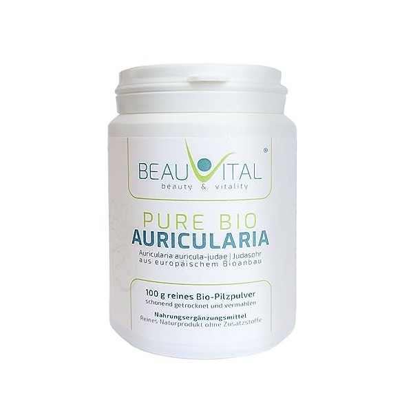 Pure Bio Auricularia Poudre 100 g Oreille de Juda issue de lagriculture biologique de lUE, végétalien, sans additifs artifi