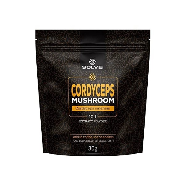 Solve Labs® ● Extrait De Cordyceps Biologique En Poudre ● 43% De Bêta-D-Glucanes ● Extrait 10:1 ● Zéro Charge Et Additif ● 30