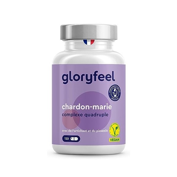 Chardon Marie 120 Capsules , Complexe avec Artichaut 400mg , Pissenlit 150mg et Desmodium 50mg Pure et Hautement Dosée,