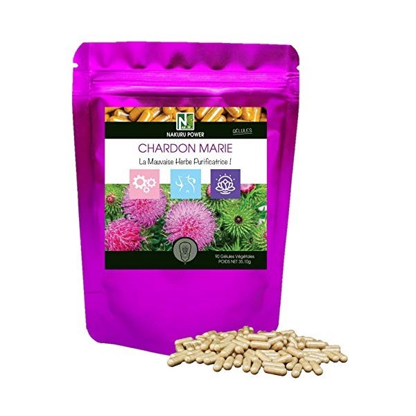 NAKURU | Chardon Marie | Gamme Power | Fabriqué en France | "La Mauvaise Herbe Purificatrice!" | 90 Gélules de 390mg / Poids