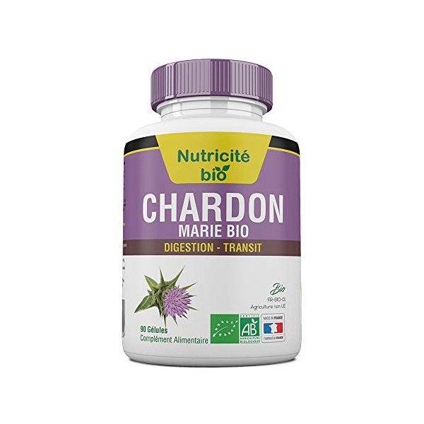 Chardon-Marie Bio 90 gélules spécial Digestion - Facilite le transit intestinal – Efficace en quelques jours – Chardon marie 