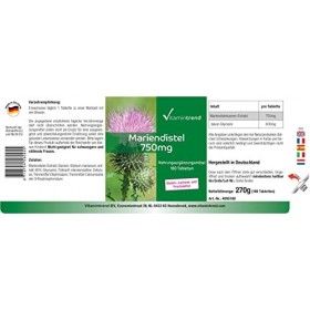 Extrait de Chardon-Marie 750mg – Boite de 180 comprimés - ! POUR 6 MOIS ! – Végan – Hautement dosé - 80% Silymarine | Vitamin