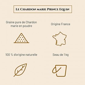 Prince EQUIN - Chardon Marie - Complément nutritionnel Cheval - Seau 1 kg - Détoxification Foie Cheval - Élimination des toxi