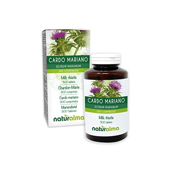 Chardon-marie Silybum marianum herbe et fruits Naturalma | 150 g | 300 comprimés de 500 mg | Complément alimentaire | Natur