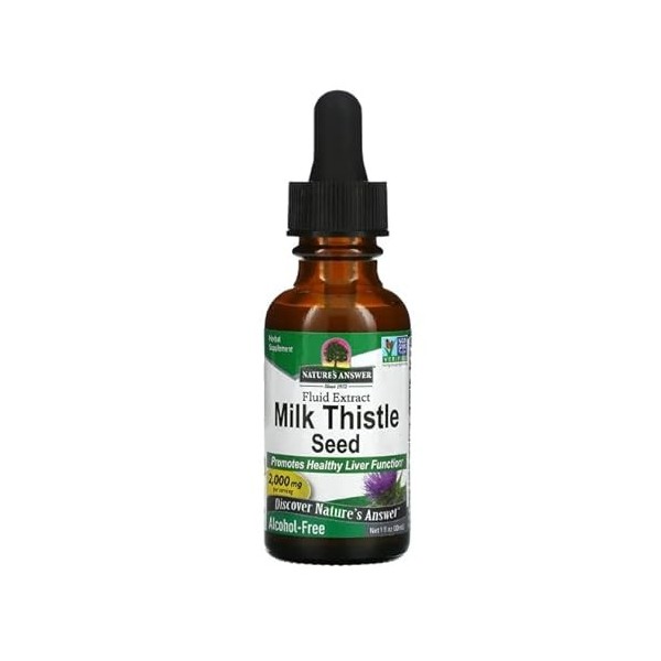 Natures Answer, Milk Thistle Extract Extrait de Graines de Chardon-Marie , Gouttes végétaliennes, 30ml, Testé en Laboratoir