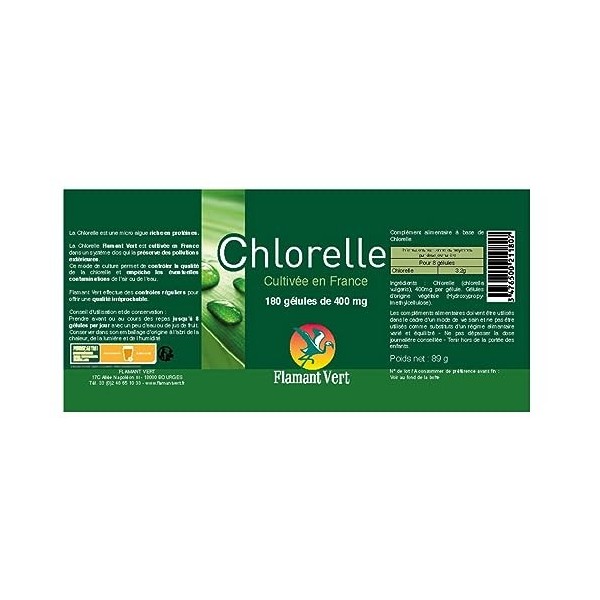 Flamant Vert Chlorelle 180 Gélules de 400 mg