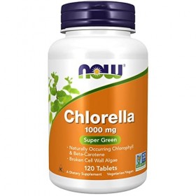 Now Foods, Chlorella, 1.000mg, avec Parois Cellulaires Brisées, 120 Comprimés végétaliens, Testé en Laboratoire, Sans Soja, S
