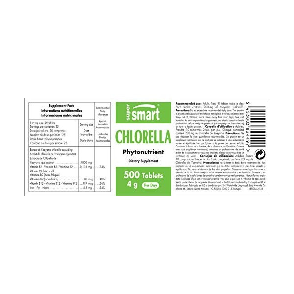 Chlorella 4000mg Par Jour - Extrait dAlgue Verte - Aide à Maintenir une Fonction Intestinale Normale - Soutient le Foie et l