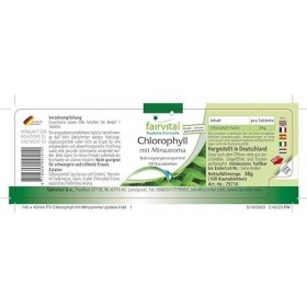 Fairvital | Chlorophylle avec saveur de menthe - gros paquet pour 100 jours - VEGAN - 100 comprimés à croquer