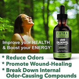 Chlorophyll Drops Booster Dénergie et Détoxifiant pour la régularité Déodorant et Dissolvant de Mauvaise Haleine Jus Vert Su