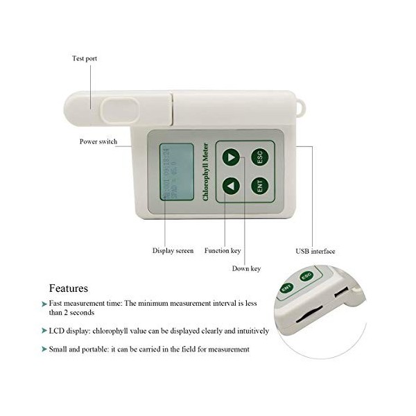 Machine de Mesure de chlorophylle Portable, analyseur numérique Intelligent de chlorophylle de Plantes, Compteur Multifonctio