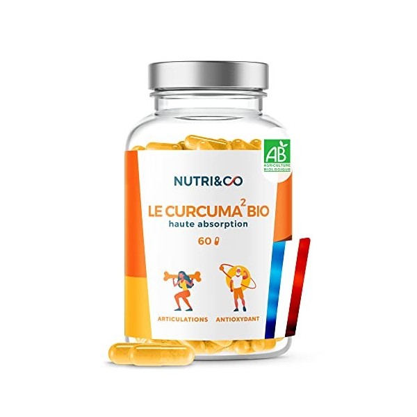 Curcuma BIO Breveté | Garanti sans Pipérine ni Poivre Noir | Curcumine Haute Absorption x24 via Etudes Cliniques | Curcuma en