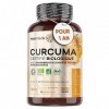 Curcuma Bio en Gélules Avec Poivre Noir Bio et Gingembre Bio 505mg, 365 Gélules Vegan 1 An - Curcuma Complex Puissant, Cert