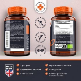 Curcuma Bio Gelule - 180 Curcuma Gelules - Curcuma Poudre avec Poivre Noir Biologique et Gingembre - Haute Absorption de la C