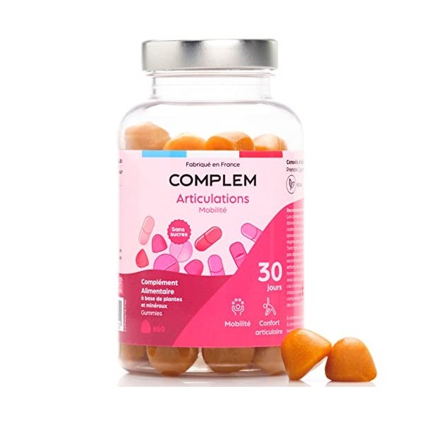 60 Gummies Articulations - Curcuma et Harpagophytum - Sans Sucres - Vegan - Fabriqué en France - Cure 1 mois - Goût Cola