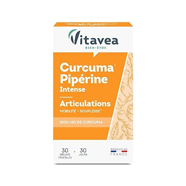 Vitavea - Complément alimentaire mobilité souplesse articulations - Curcuma Pipérine poivre noir - concentré en curcuma : 1