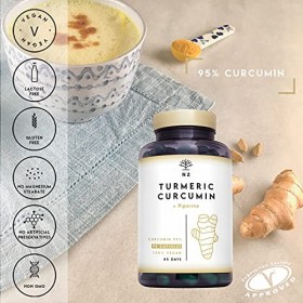 Curcuma Pipérine EXTRA FORT 95% de Curcumine et Poivre Noir. Optimale Absorption, Antioxydant | 90 Gélules -Végan Certifié-Fa