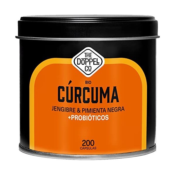 Curcuma Bio avec Gingembre et Poivre Noir | PROBIOTIQUES | 200 Gélules pour 100 Jours | 1460mg - Haute Dose | Antioxydant et 