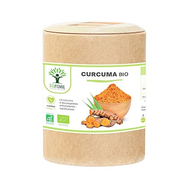 Curcuma + Poivre Noir Bio - Bioptimal - Complément Alimentaire - Articulation Digestion Antioxydant - Curcumine Active Pipéri