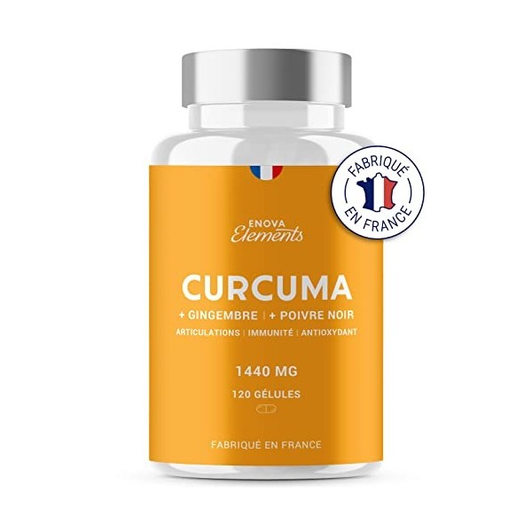 CURCUMA + Poivre noir + Gingembre | 1440 MG | Articulations Immunité Antioxydant Digestion | 120 Gélules | Complement aliment