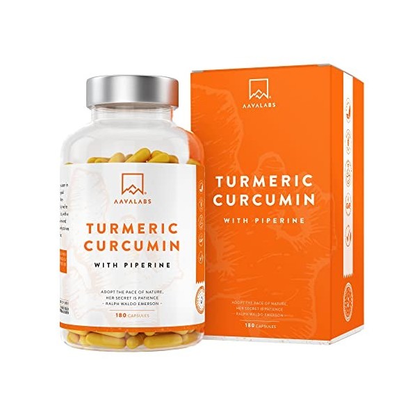 Curcumine Curcuma Poivre Noir - Complement alimentaire de curcuma poudre 2400mg poudre de racine par portion 95% de curcumi