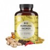 BIONUTRA® Combo Curcuma + Gingembre + Poivre noir bio | 270 gélules de 650 mg | Agriculture biologique | enrichi en Capsaïcin