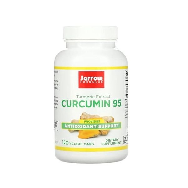 Jarrow Formulas, Curcumin 95, Extrait de Curcuma, 500mg, 120 Capsules végétaliennes, Testé en Laboratoire, Sans Soja, Sans Gl