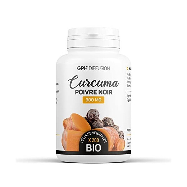 Curcuma Bio et Poivre Noir Bio - 300 mg - 200 gélules végétales