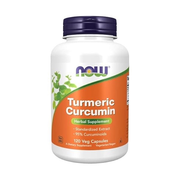 Now Foods, Turmeric Curcumin Curcuma , 665mg, 120 Capsules végétaliennes, Testé en Laboratoire, Sans Soja, Sans Gluten, Végé