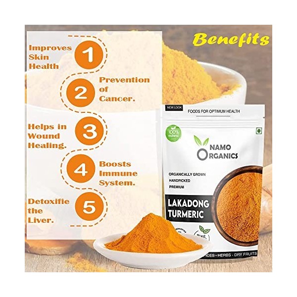 Namo Organics - Lakadong Turmeric Powder From Organic Farms in Meghalaya - 250 Gm - High Curcumin 8-10% - Words Best Haldi 